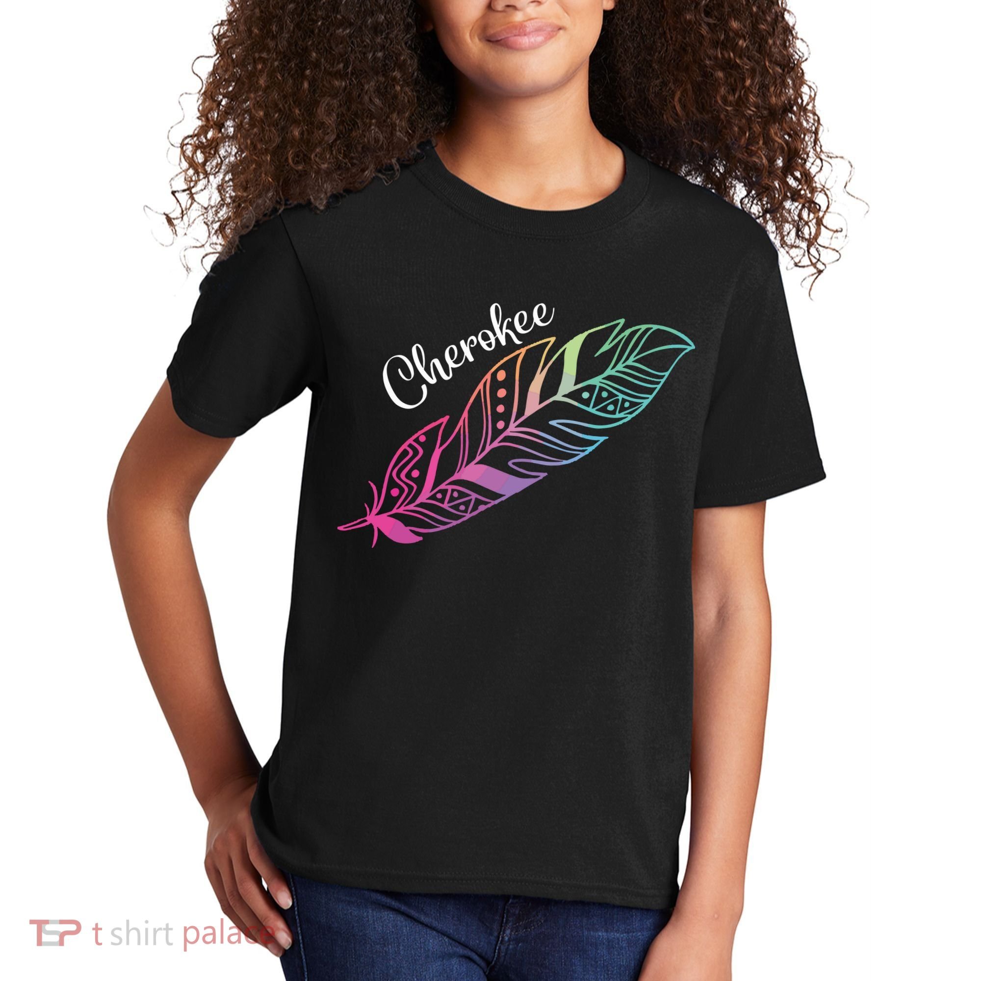 Indigenous Feather Tee Native American Cherokee Tribe Kids T-Shirt