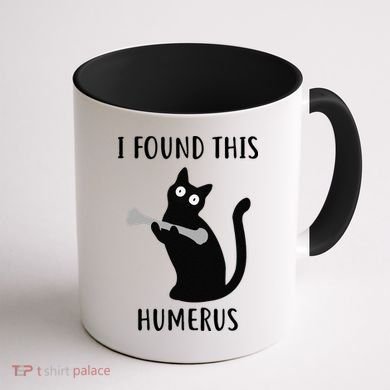 I Found This Humerus Funny Black Cat Coffee Mug back