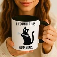 I Found This Humerus Funny Black Cat Coffee Mug thumb 3