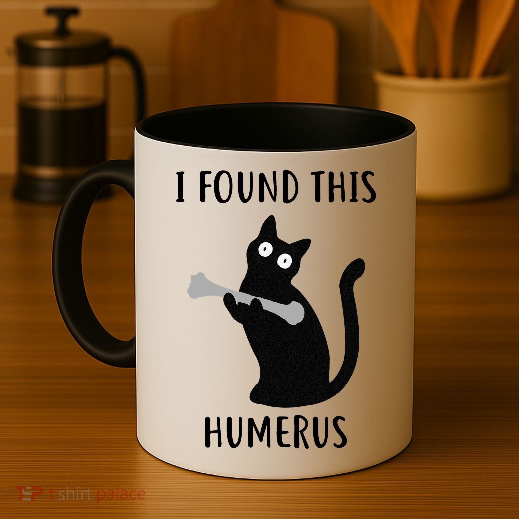 I Found This Humerus Funny Black Cat Coffee Mug