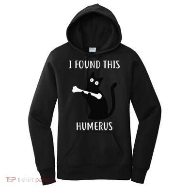 I Found This Humerus Funny Black Cat Women's Hoodie