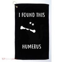 I Found This Humerus Funny Black Cat Golf Towel thumb 0