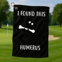 I Found This Humerus Funny Black Cat Golf Towel thumb 1