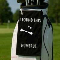 I Found This Humerus Funny Black Cat Golf Towel thumb 2