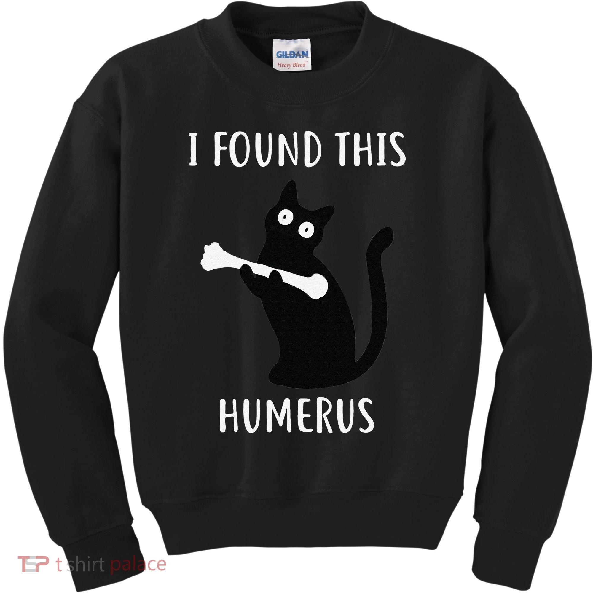 I Found This Humerus Funny Black Cat Kids Sweatshirt