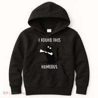 I Found This Humerus Funny Black Cat Kids Hoodie thumb 0