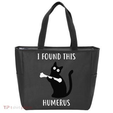 I Found This Humerus Funny Black Cat Tote Bag