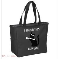 I Found This Humerus Funny Black Cat Tote Bag thumb 2