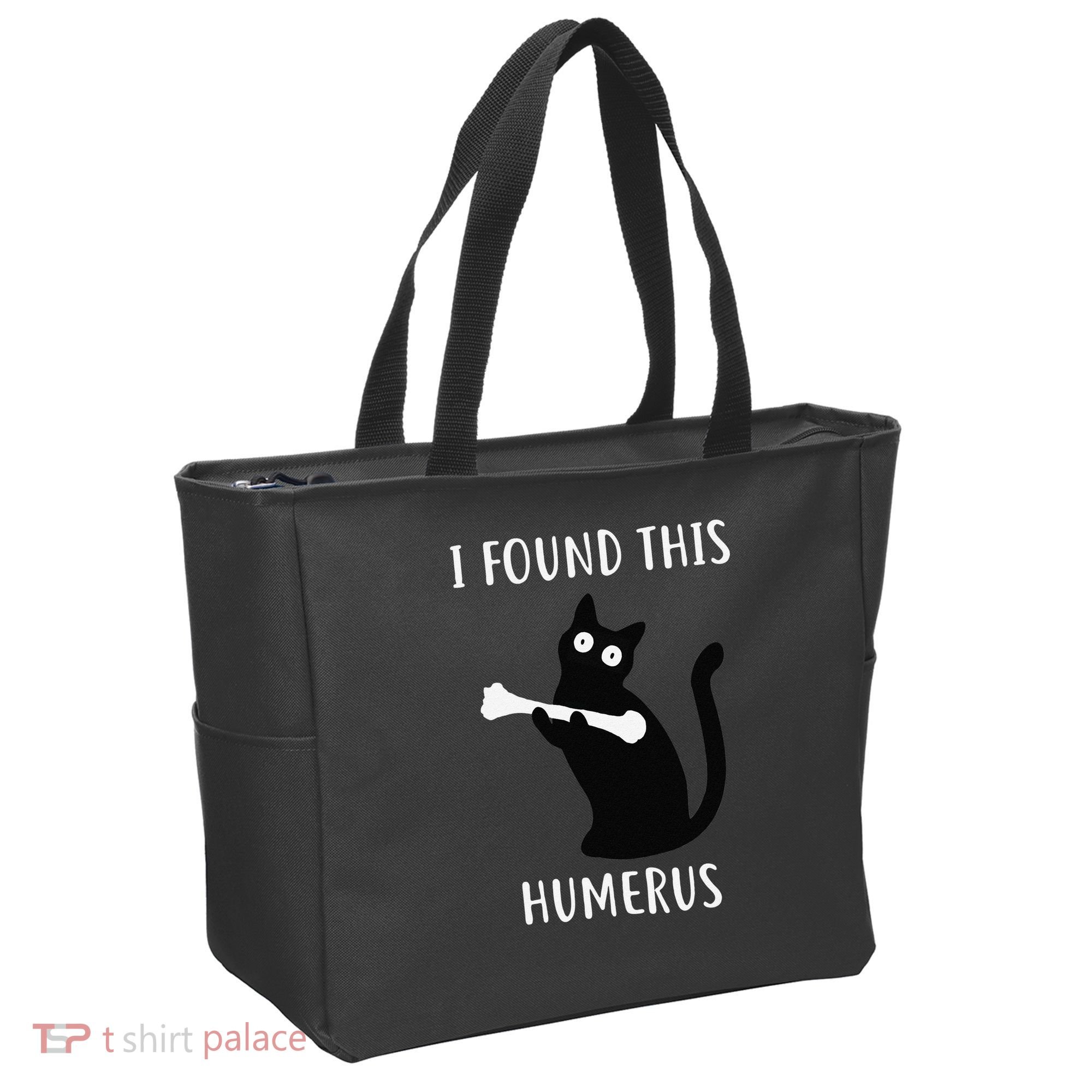 I Found This Humerus Funny Black Cat Tote Bag