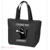 I Found This Humerus Funny Black Cat Tote Bag thumb 3