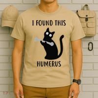 I Found This Humerus Funny Black Cat T-Shirt thumb 6
