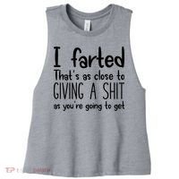I Farted That's As Close To Giving A Shit Women's Racerback Cropped Tank thumb 0