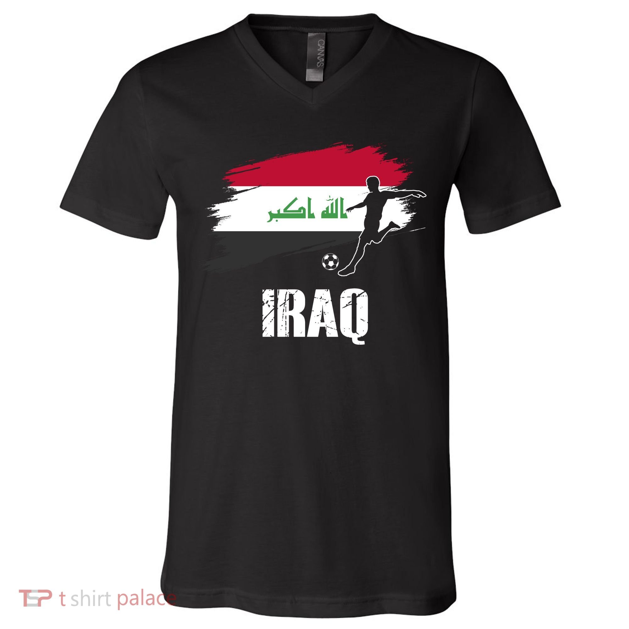 Iraq Football Team Player Flag V-Neck T-Shirt