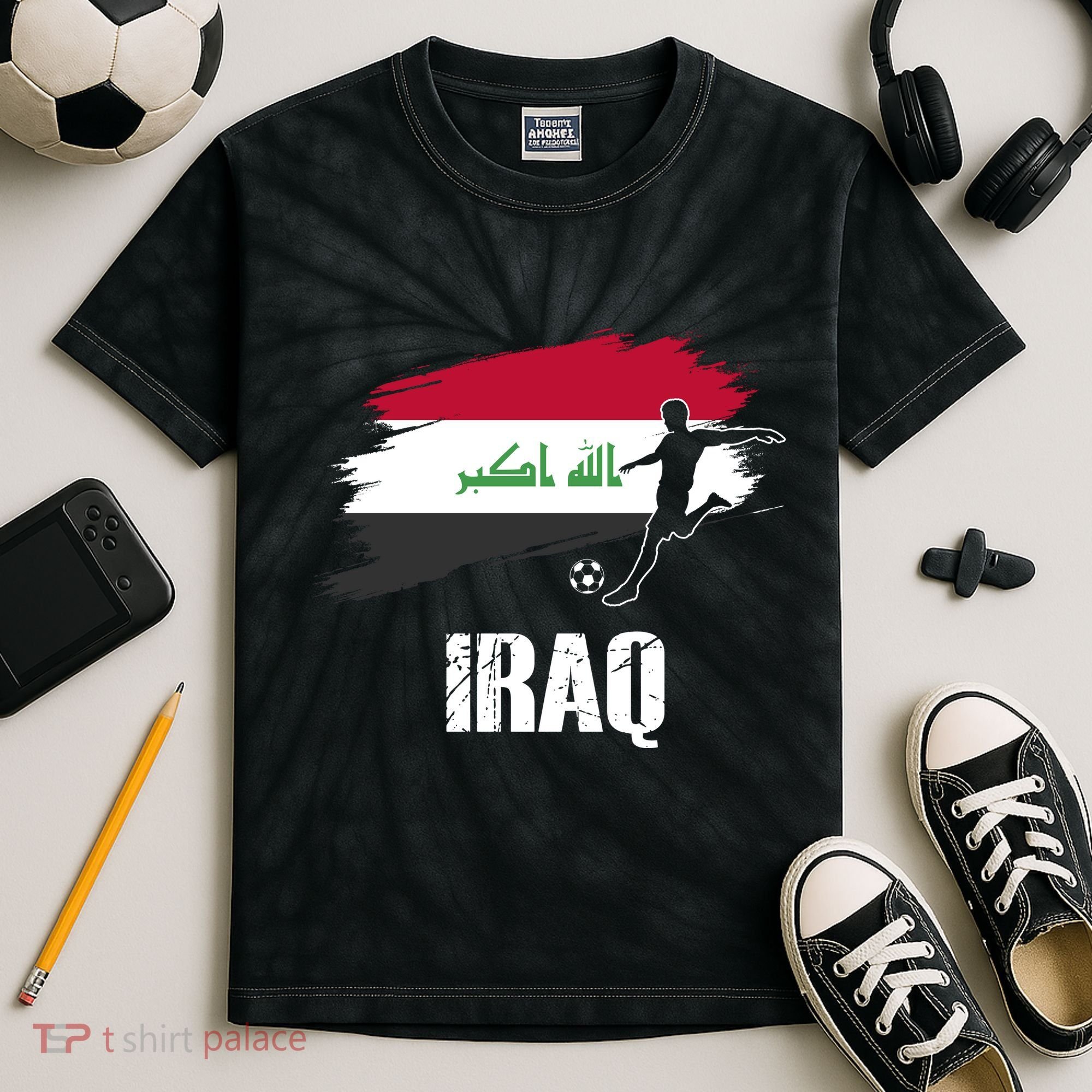Iraq Football Team Player Flag Kids Tie-Dye T-Shirt
