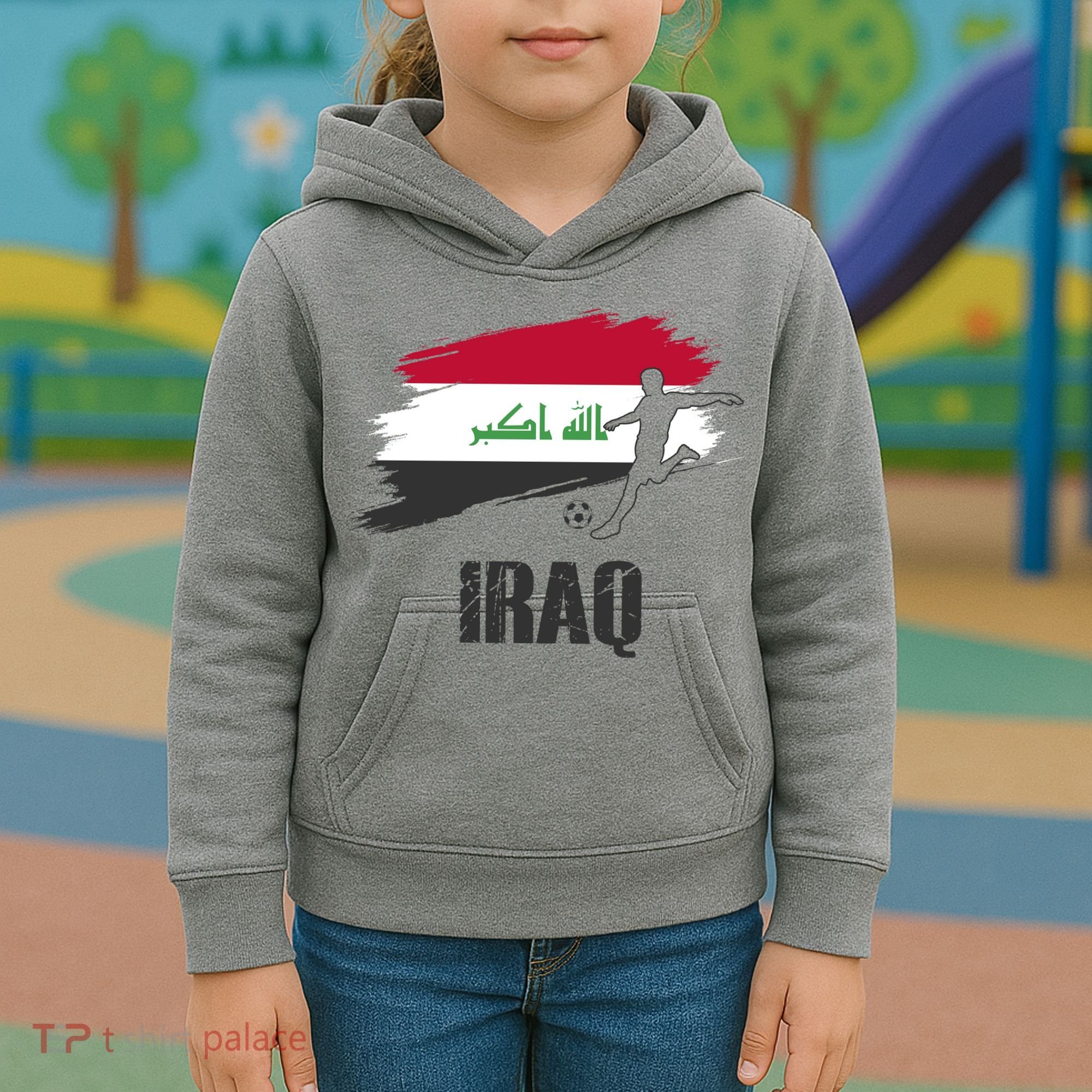 Iraq Football Team Player Flag Kids Hoodie