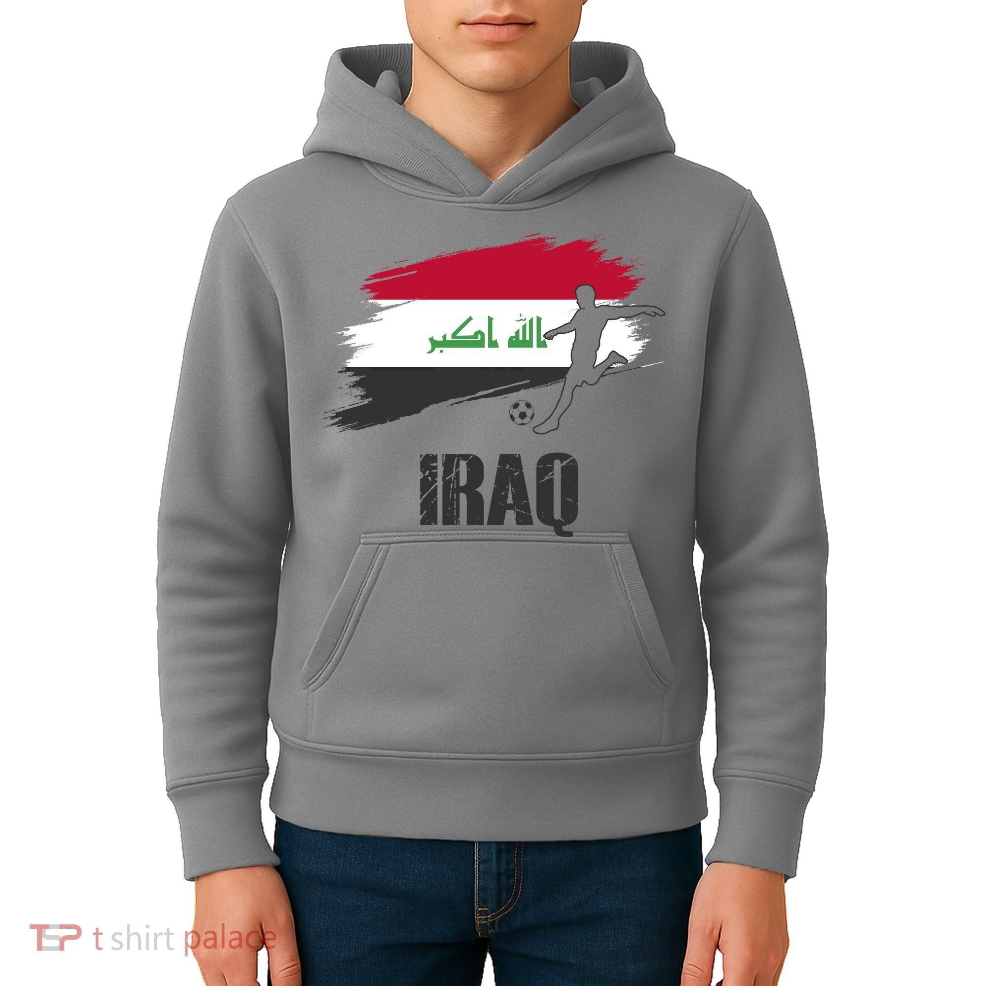 Iraq Football Team Player Flag Kids Hoodie