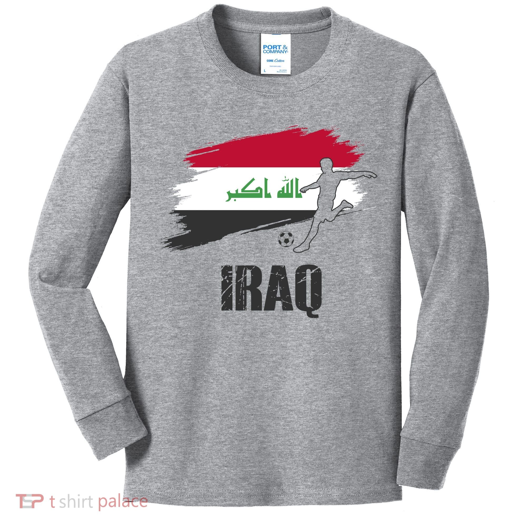 Iraq Football Team Player Flag Kids Long Sleeve Shirt