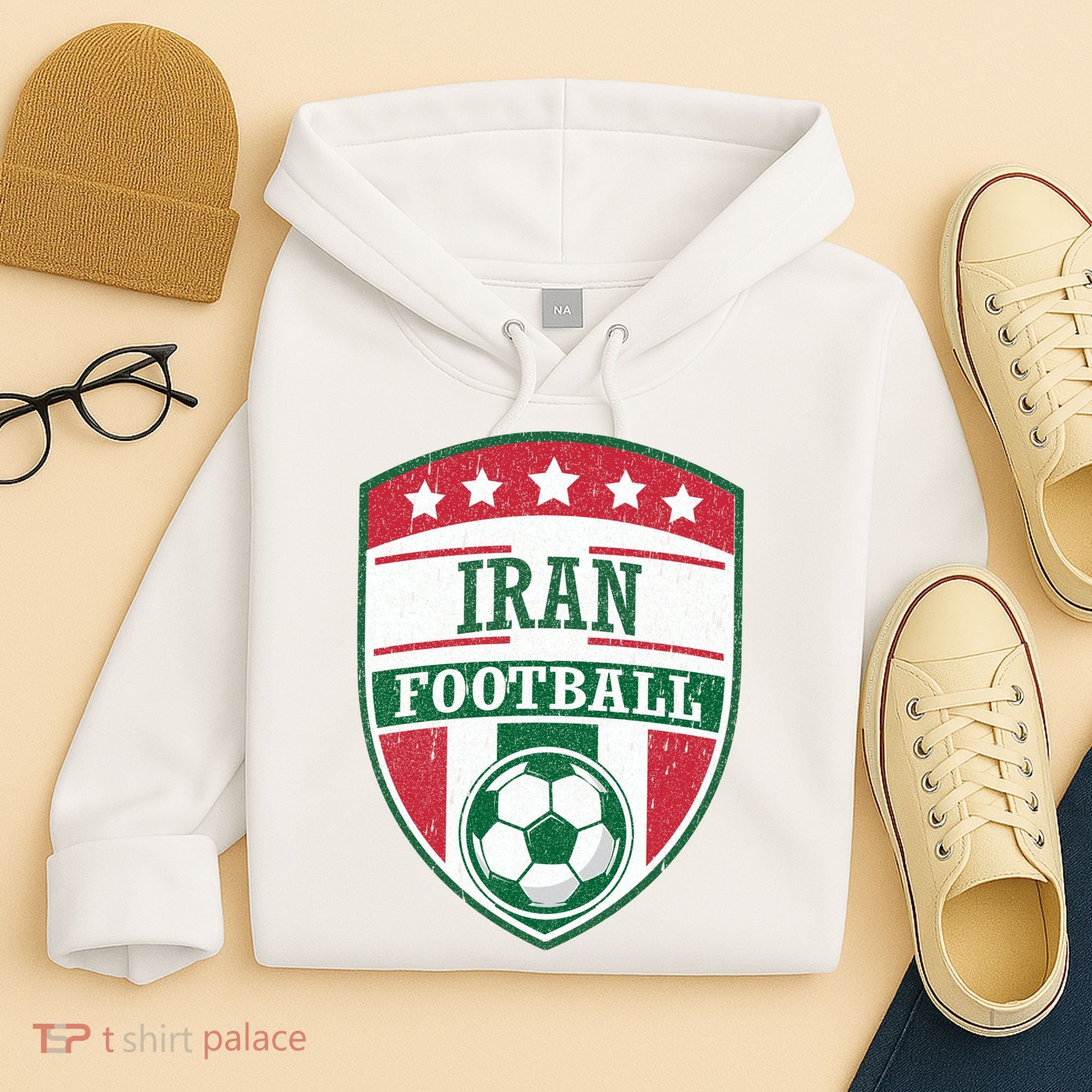 Iran Football Team Crest Soccer Badge Shield Hoodie