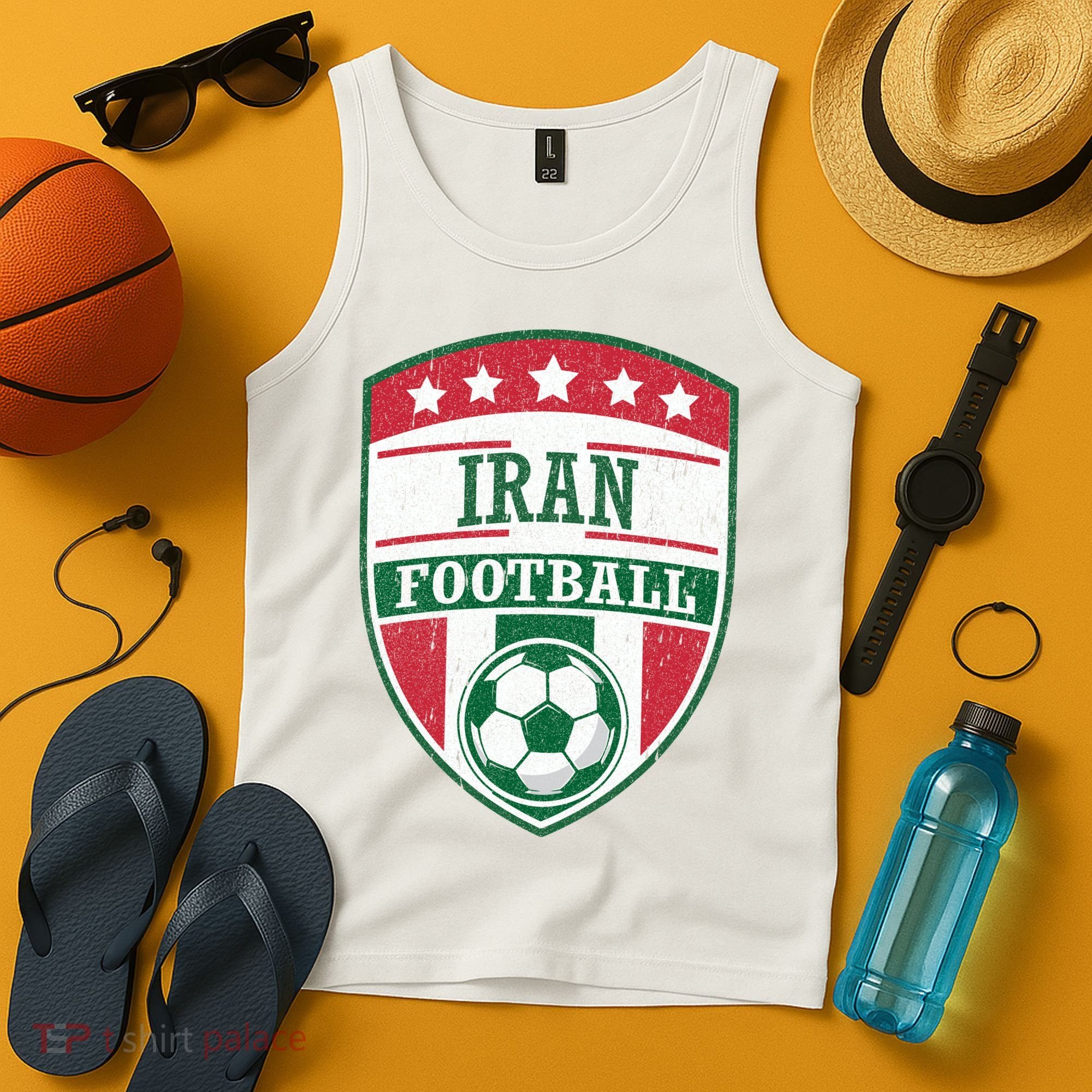 Iran Football Team Crest Soccer Badge Shield Tank Top