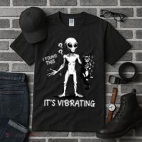 I Found This It's Vibrating Funny Alien Cat Tall T-Shirt thumb 3
