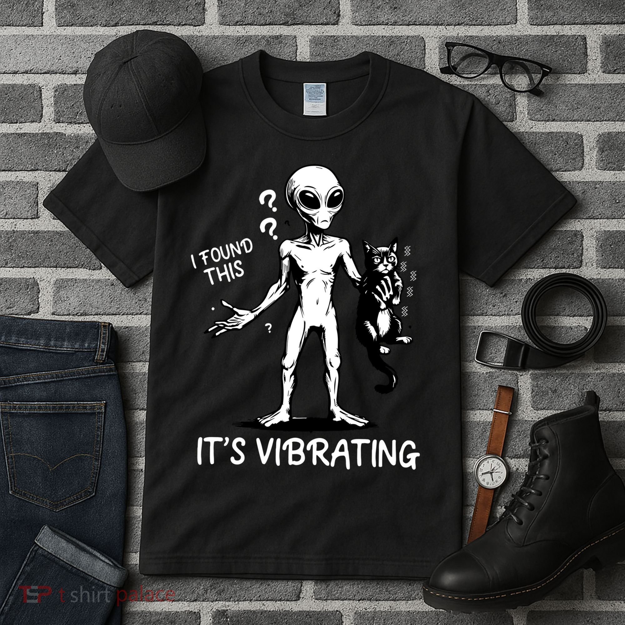 I Found This It's Vibrating Funny Alien Cat Tall T-Shirt
