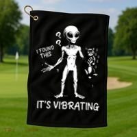 I Found This It's Vibrating Funny Alien Cat Golf Towel thumb 1