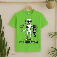 I Found This It's Vibrating Funny Alien Cat T-Shirt thumb 2