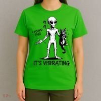 I Found This It's Vibrating Funny Alien Cat T-Shirt thumb 4