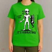 I Found This It's Vibrating Funny Alien Cat T-Shirt thumb 4