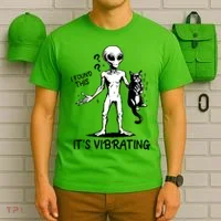 I Found This It's Vibrating Funny Alien Cat T-Shirt thumb 6