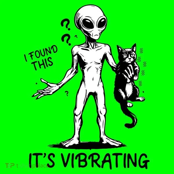 I Found This It's Vibrating Funny Alien Cat T-Shirt