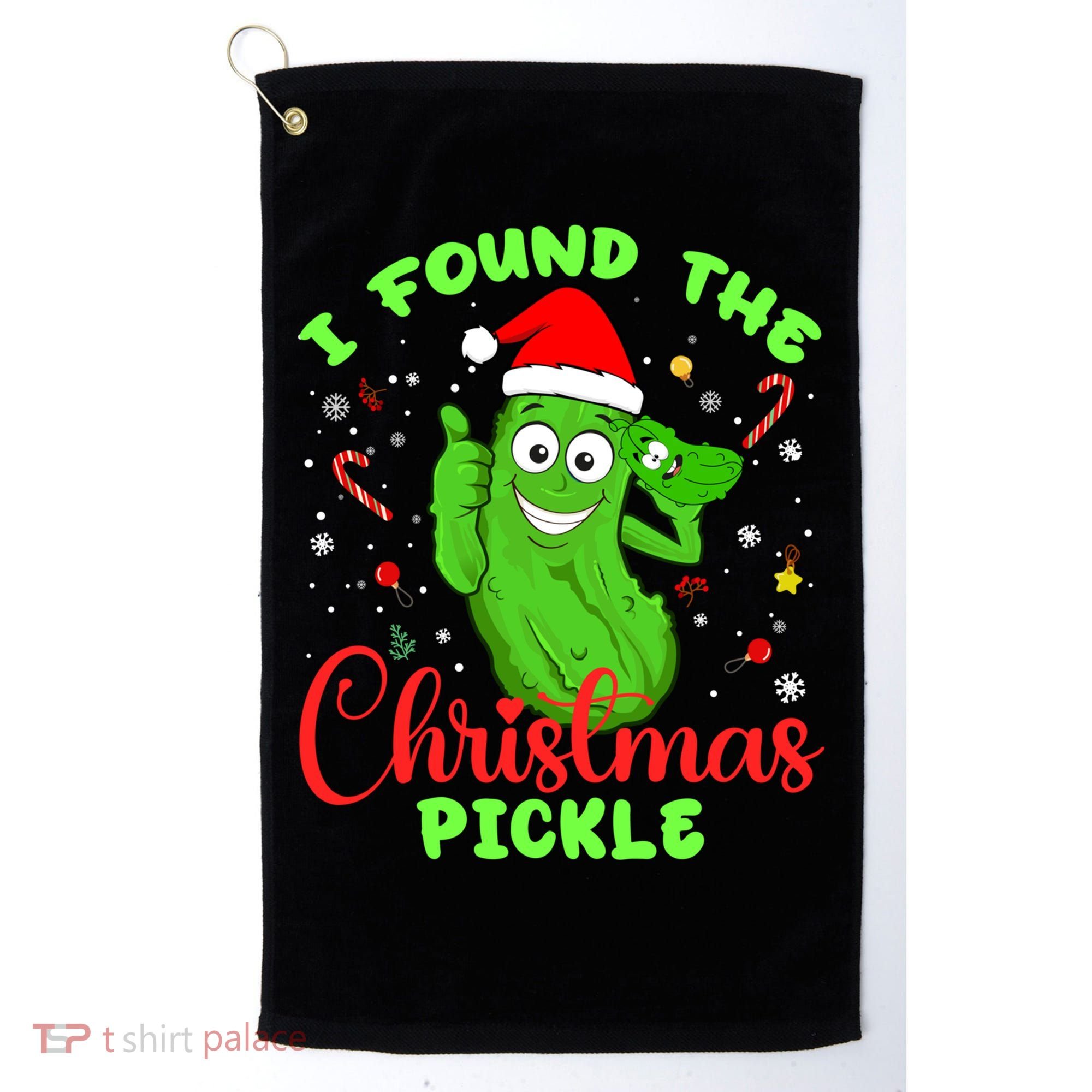 I Found The Christmas Pickle Funny Xmas Party Gift Golf Towel