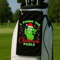 I Found The Christmas Pickle Funny Xmas Party Gift Golf Towel thumb 2