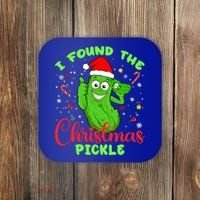 I Found The Christmas Pickle Funny Xmas Party Gift Coaster thumb 0