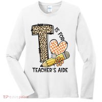Is For Teacher’S Aide Back To First Day Of School Leopard Women's Long Sleeve Shirt thumb 0