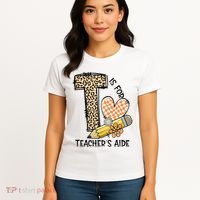 Is For Teacher’S Aide Back To First Day Of School Leopard Women's T-Shirt thumb 4