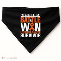 I Fought The Battle And Win Leukemia Cancer Survivor USA-Made Doggie Bandana thumb 0