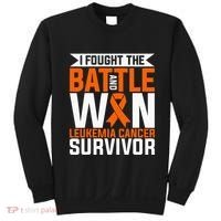 I Fought The Battle And Win Leukemia Cancer Survivor Sweatshirt thumb 0