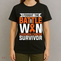 I Fought The Battle And Win Leukemia Cancer Survivor T-Shirt thumb 4