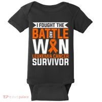 I Fought The Battle And Win Leukemia Cancer Survivor Baby Bodysuit thumb 0