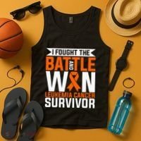 I Fought The Battle And Win Leukemia Cancer Survivor Tank Top thumb 4