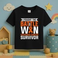I Fought The Battle And Win Leukemia Cancer Survivor Toddler T-Shirt thumb 3