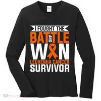 I Fought The Battle And Win Leukemia Cancer Survivor Women's Long Sleeve Shirt thumb 0