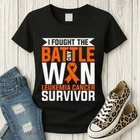 I Fought The Battle And Win Leukemia Cancer Survivor Women's T-Shirt thumb 3