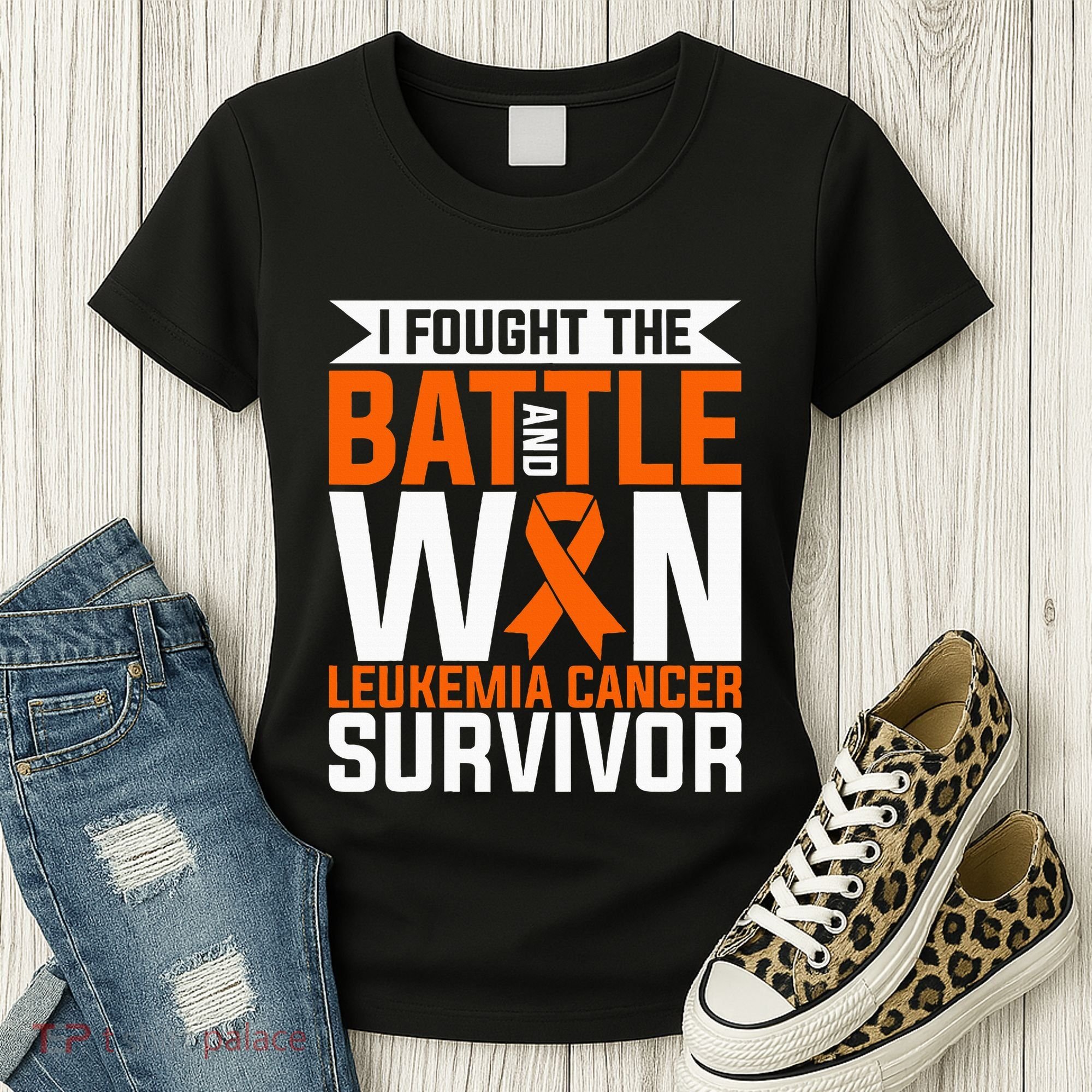 I Fought The Battle And Win Leukemia Cancer Survivor Women's T-Shirt