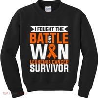 I Fought The Battle And Win Leukemia Cancer Survivor Kids Sweatshirt thumb 0