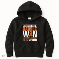 I Fought The Battle And Win Leukemia Cancer Survivor Kids Hoodie thumb 0