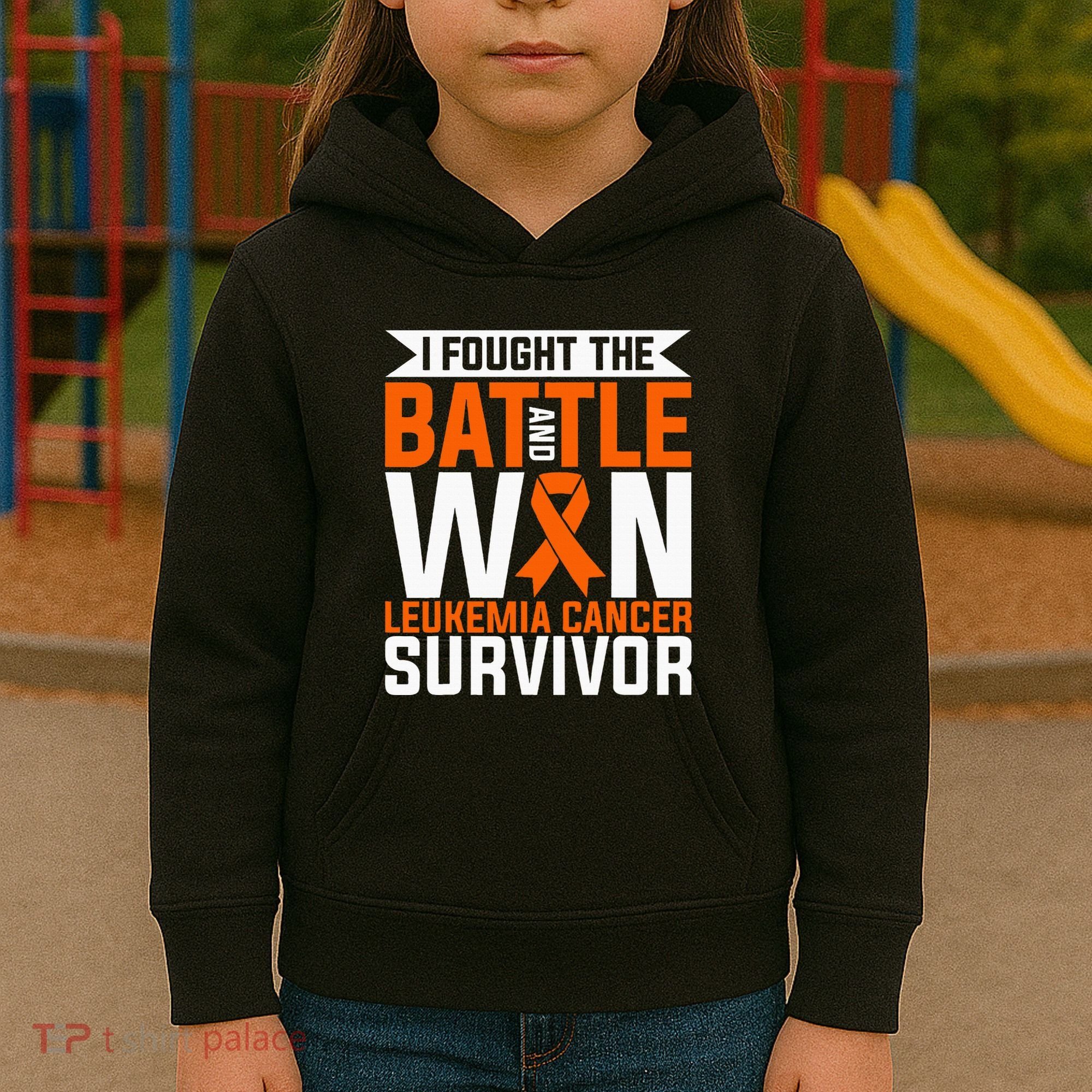 I Fought The Battle And Win Leukemia Cancer Survivor Kids Hoodie