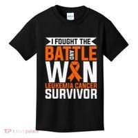 I Fought The Battle And Win Leukemia Cancer Survivor Kids T-Shirt thumb 0