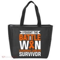 I Fought The Battle And Win Leukemia Cancer Survivor Tote Bag thumb 0